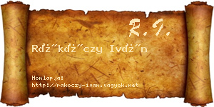 Rákóczy Iván névjegykártya
