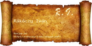 Rákóczy Iván névjegykártya